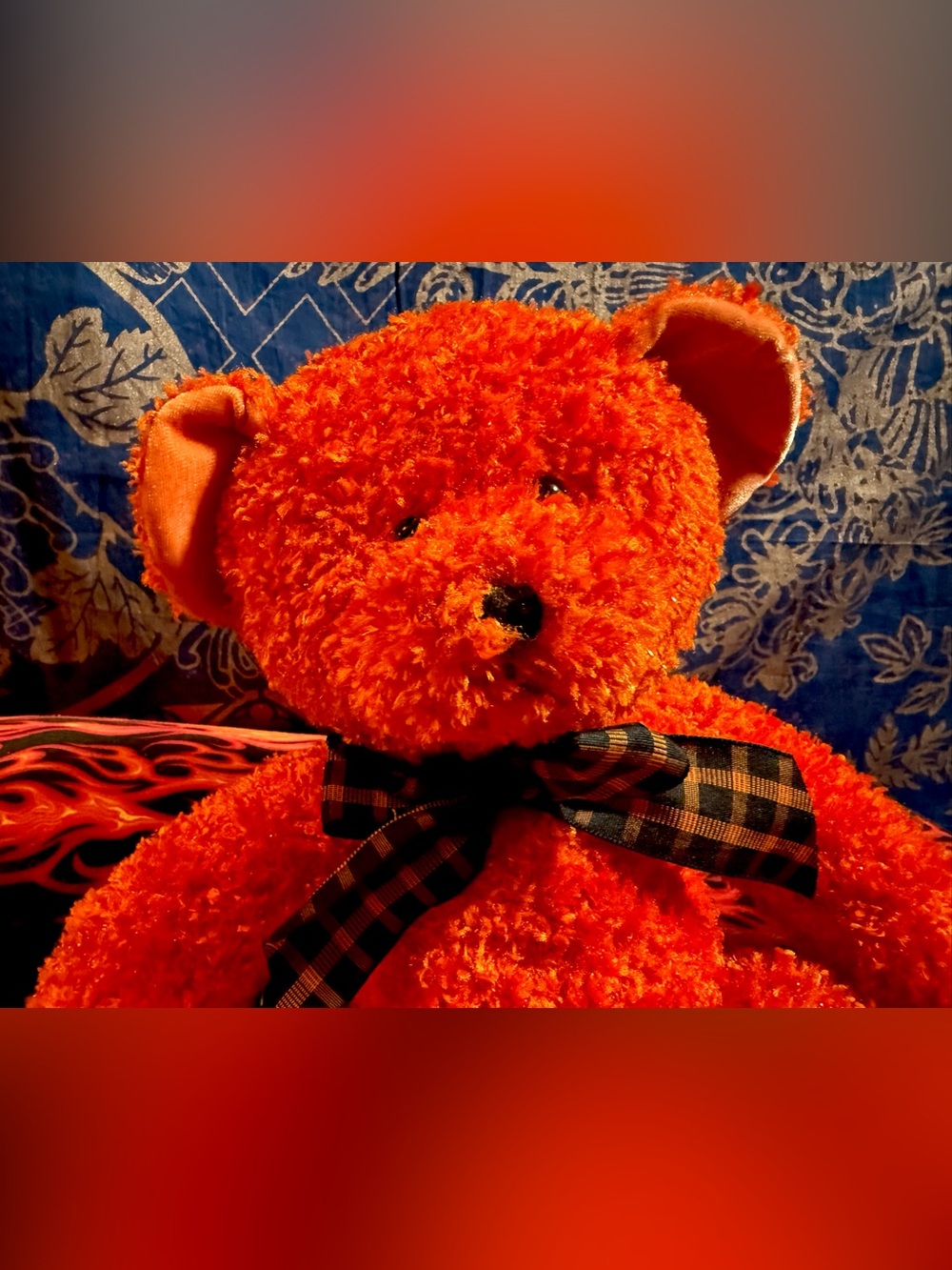 Vintage Orange Russ Halloween Teddy Bear Stuffed Animal Velvet Feet & Ears🧡